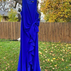 Badgley Mischka full length, vibrant blue, evening gown, size 14